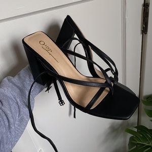 Strappy black heels
